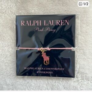 Polo by Ralph Lauren Pink Cord Bracelet with Gold Beads
